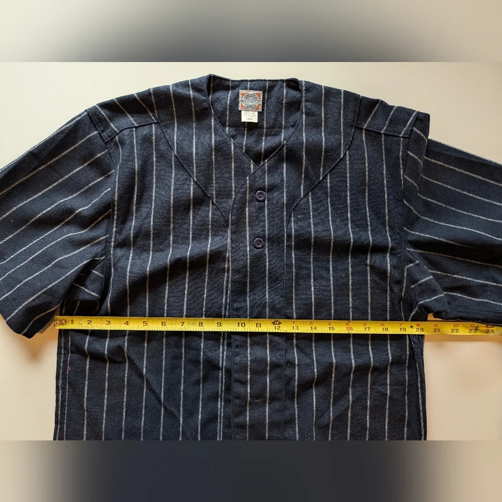 Ebbets Field Baseball Flannel Jersey NWOT %100 Wool  Small Navy Blue Pinstripe - Picture 5 of 5